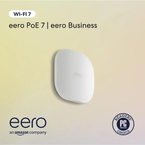 Amazon eero PoE 7 tri-band Wi-Fi 7 mountable access point and 1 month free eero Business (auto-renews annually) - Wireless speeds up to 3.9 Gbps, Coverage up to 2,000 sq. ft., 1-pack