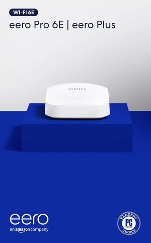 Amazon eero Pro 6E mesh wifi router with eero Plus annual subscription (auto-renews) - Coverage up to 2,000 sq. ft., Connect 100+ devices, 1-pack