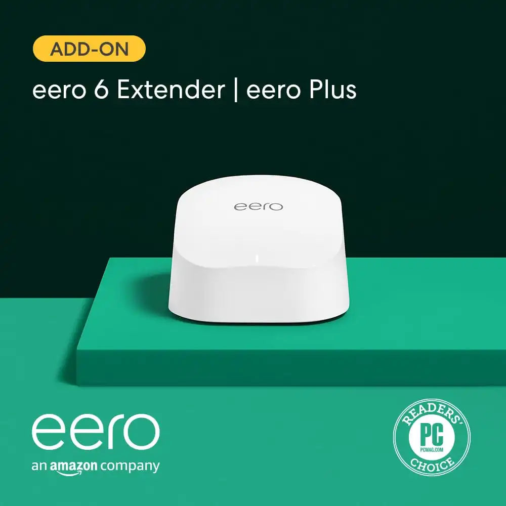 Amazon eero 6 mesh wifi extender with 1-month free eero Plus (auto-renews) - Add up to 1,500 sq. ft. of Wi-Fi 6 coverage to your existing eero mesh wifi network
