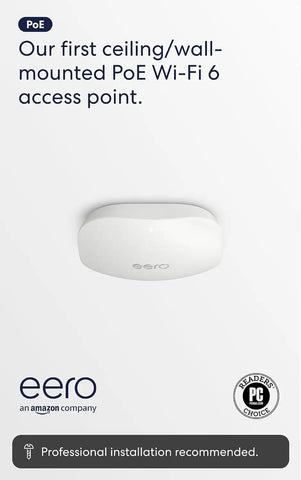 Amazon eero PoE 6 - Ceiling/wall-mountable, Dual-band Wi-Fi 6 access point, PoE powered, AC adapter not included