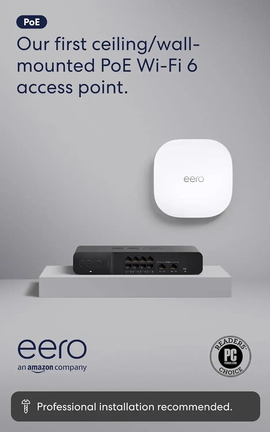 Amazon eero PoE Gateway and 3 eero PoE 6 - Ceiling/wall-mountable dual-band Wi-Fi 6 access point